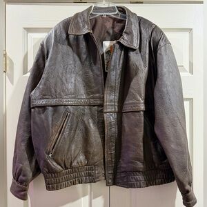 Luis Alvear Men’s Vintage Brown Leather Bomber Jacket Sz XL